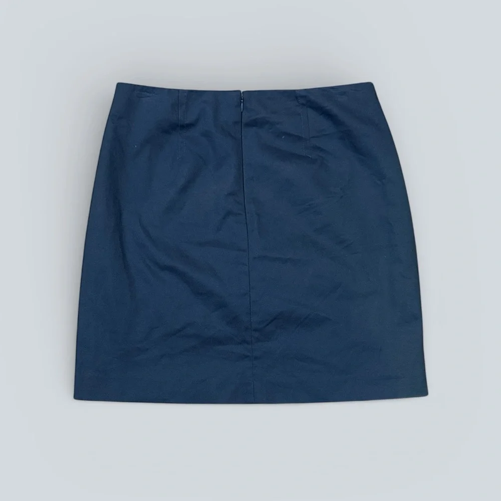 NWT LOFT Solid Blue/Grey Double Front Zip Shift Skirt - Picture 2 of 4